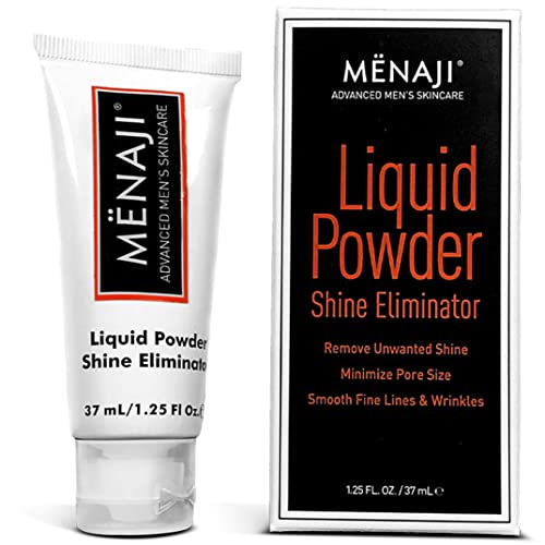 MËNAJI Liquid Powder Shine Eliminator- Moisturizer &amp; Lightweight Liquid Primer Powder for Men - Mens Makeup- Transparent - 1.25 Oz