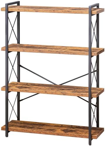 BCLOUDNEST Bookshelf, 4 Tier Bookshelf, Tall Bookcase for Living Room, Home Office and Kitchen