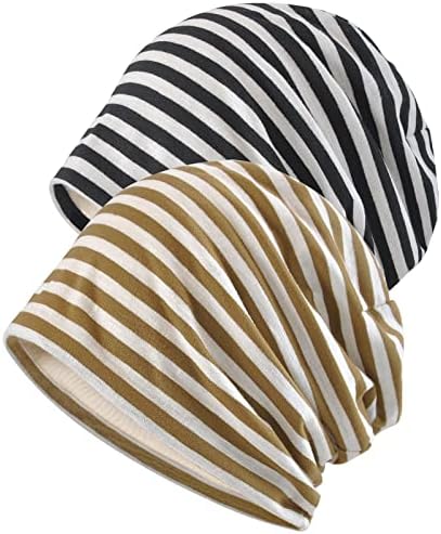 WULIQIUQIU 2 Pack Cotton Slouchy Beanie Hats, Chemo Hat Cap Scarf for Women and Men