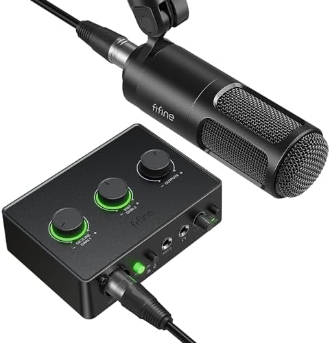 FIFINE Podcast Equipment Bundle Set, Music Recording Kit with Studio Dynamic Microphone and USB Audio Mixer with XLR Mic Input, Headphone Monitoring, Volume Knob for Vocal\/Voice Over-AmpliTank KS6