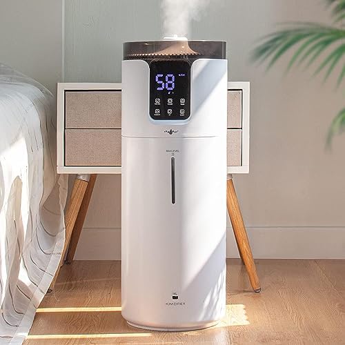 Humidifier large room 16L\/4.2Gal - Lacidoll Whole house Humidifier for Home1500 sq.ft. Ultrasonic Cool Mist Humidifiers for Bedroom with Extension Tube &amp; Aroma Box &amp; Night light, White