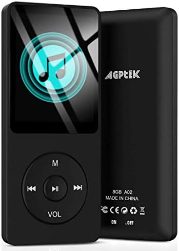 AGPTEK A02S 16GB MP3 Player, 70 Hours Playback Lossless Sound Music Player, Supports up to 128GB, Black