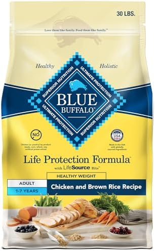 Blue Buffalo Life Protection Formula Healthy Weight Adult Dry Dog Food, Supports an Ideal Weight, Made with Natural Ingredients, Chicken &amp; Brown Rice Recipe, 30-lb Bag
