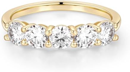 MOOSEA Valentines Day Gifts for Her 5 Stone Moissanite Rings for Women, 4MM D Color VVS1 Clarity Lab Created Moissanite Anniversary Rings 14K White Gold Vermeil 5 Stone Moissanite Wedding Bands