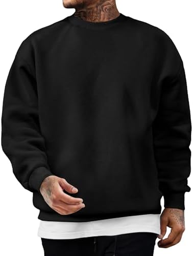 JMIERR Men&#39;s Casual Long Sleeves Crewneck Sweatshirts Cotton Pullover Sweatshirt for Men