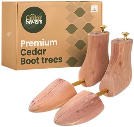 Cedar Boot Tree for Men - Natural Aromatic Wood Boot Tree Grown In USA, For Boots & Shoes, Storage Bag Included