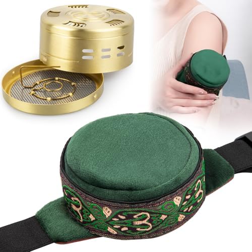 Vrsafan Smokeless Copper Moxa Box, Copper Tank Moxibustion Treatment Tool, Moxibustion Box for Neck Knee Waist Shoulder Back Remove Dampness, Ai Jiu  Ai Cao Moxibustion Box (1 Moxa Case)