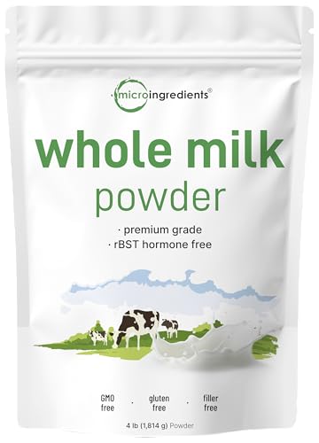 Micro Ingredients Whole Milk Powder, 4 lb  Pasture-Raised, rBST-Free  Pure &amp; Rich in Protein  Ideal for Baking &amp; Everyday Use  Non-GMO, Gluten-Free, Premium Grade