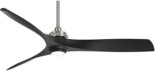 Minka-Aire F853L-BN\/CL Aviation 60 Inch Ceiling Fan with LED Light and DC Motor in Brushed Nickel Finish and Coal Blades