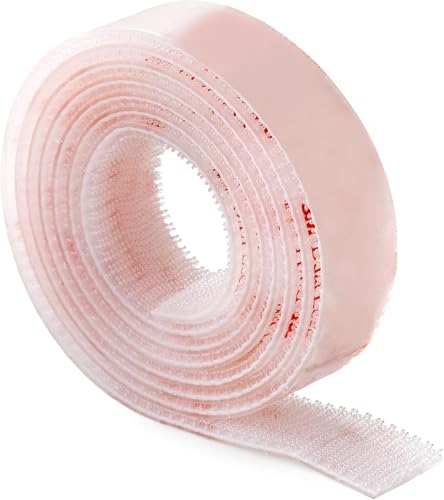 Industrial Strength 1&#34; x 5ft Clear Scotch Self Mating Reclosable Fasteners, Stick-On Adhesive, No Tools Needed, Home Decor, Classroom, Office, Cars, Indoor-Outdoor Waterproof Compatible with SJ356