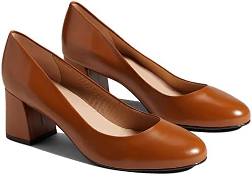 MOOMMO Women Classic Chunky Block Heel Suede Pumps Round Closed Toe Slip On 2&#34; Low Thick Heels Dress Shoes Matte Patent Spring Fashion Office Ladies Work Pump Basic Shoe Elegant Wedding 4-11 M US