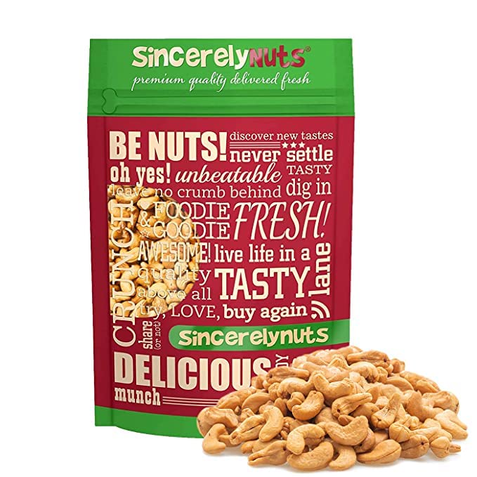 Sincerely Nuts \u2013 Whole Cashews Roasted and Salted  One Lb. Bag  Deluxe Kosher Snack Food  Healthy Source of Protein, Vitamin &amp; Mineral Nutritional Content  Gourmet Quality Vegan Cashew Nut