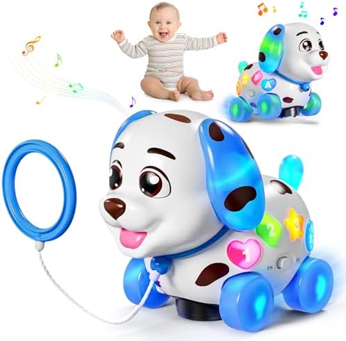 Musical Toy for 1 Year Old Boy Girl, Baby Toys 6-12-18 Months, Puppy Toddler Learning for 1 Year Old Boy Gifts, Bilingual Educational with Music Light, 1st Birthday Gift for Girl, Toddlers