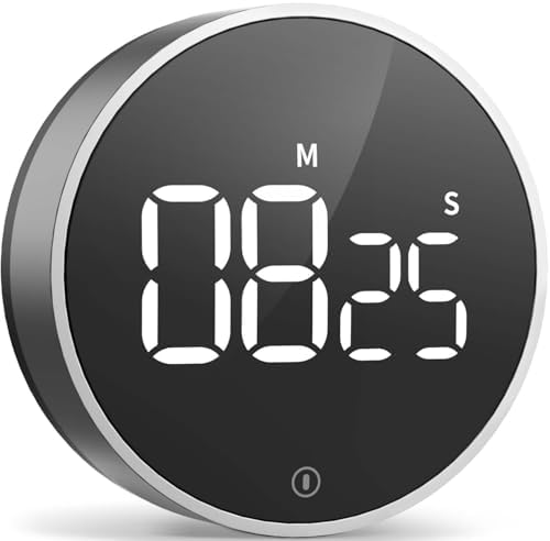 VOCOO Digital Kitchen Timer - Magnetic Countdown Countup Timer with Large LED Display Volume Adjustable, Easy for Cooking and for Seniors and Kids to Use (Space Grey)