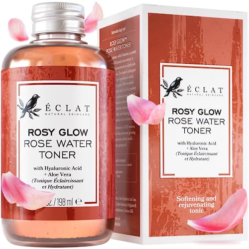 Eclat Skincare Rose Water Toner \u2013 Hydrating Toner for Face - Rosewater with Hyaluronic Acid &amp; Aloe Vera - Alcohol Free &amp; Skin Soothing Formula - Rejuvenating &amp; Calming Facial Skin Car