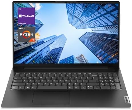 Lenovo V-Series V15 Business Laptop, 15.6&#34; FHD Display, AMD Ryzen 7 7730U, 40GB RAM, 1TB SSD, Numeric Keypad, HDMI, RJ45, Webcam, Wi-Fi, Windows 11 Pro, Black