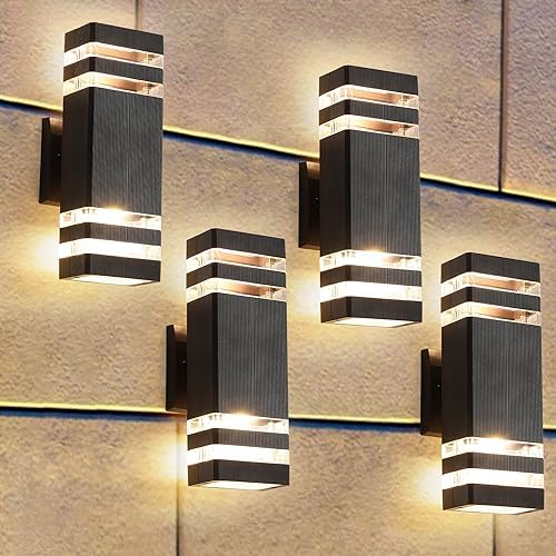 ZSMAIKU 4-piece outdoor lighting fixture, 14W IP65 3000K 1100LM warm white exterior door light, porch courtyard garage wall light fixture, modern outdoor light
