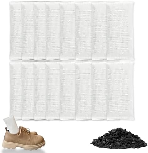 KaiCarnte 16 Pack Shoe Deodorizer Bags,Activated Charcoal Odor Absorber,Closet Deodorizer Odor Eliminator For Strong Odor,Shoe Smell Remover