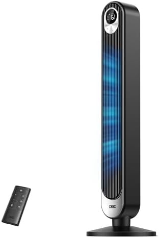 Dreo Tower Fan for Bedroom, 90° Oscillating Standing Fan, 30ft far, 28dB Quiet for Sleep, 6 Speeds, 4 Modes, 12H Timer, 42 Inch, Bladeless, Remote, for Home, Office, Room, Cruiser Pro T1