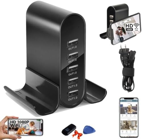 LUOHE 2025 Enhanced 1080P HD 5USB Port Wireless Nanny Cam Nanny Cam Charger and Security Cam with Live Streaming, Motion Detection，Indoor\/Outdoor