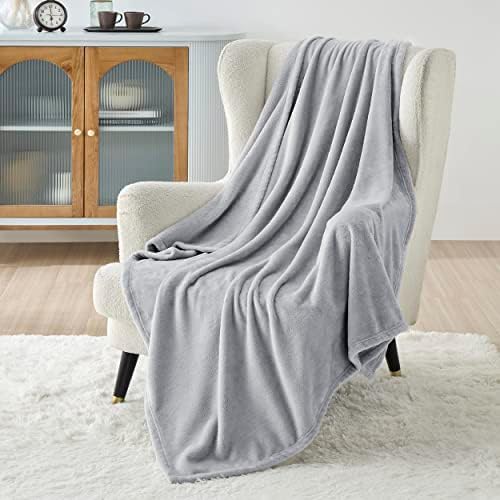 Bedsure Fleece Blanket Twin Size Light Grey - 300GSM Lightweight Plush Fuzzy Cozy Soft Warm Blanket for Bed, Sofa, Couch, Travel, Camping, 60x80 inches