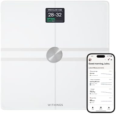 WITHINGS Smart Scales for Body Weight, FSA or HSA Eligible, Body Analysis, Fat Content, Muscle Mass, Bone Density, Visceral Fat, Bathroom Scale, BMI Scales Digital Weight and Body Fat, Bluetooth, WiFi