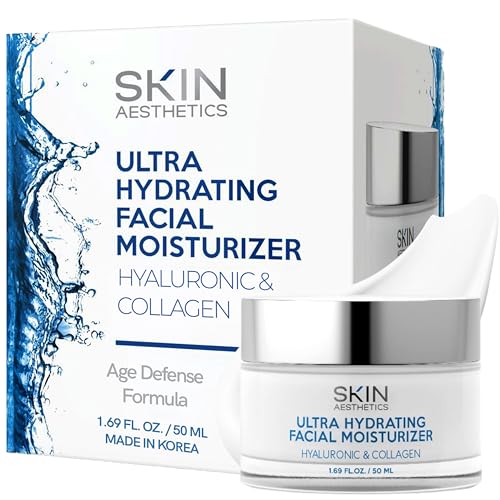 Skin Aesthetics Hyaluronic Acid &amp; Collagen Face Moisturizer - Anti-Aging, Ultra Hydrating, Fine Lines &amp; Wrinkles Treatment - Dermatologist Tested Korean Skincare - Clean Beauty, Cruelty-Free -