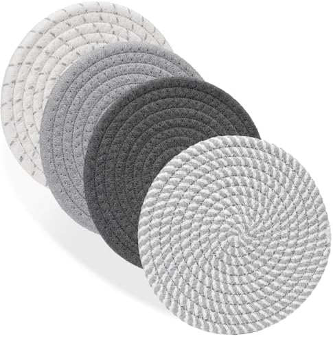 Billbotk 7-inch (approximately 17.8 cm) tripod is suitable for tableware, pots, and pans, with 4 heat-resistant heat pads, kitchen pot racks, countertops, tables, household essentials, and farmhouse d