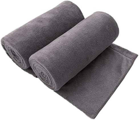 JML Microfiber Bath Towel 2 Pack(30&#34; x 60&#34;), Oversized Thick Towels, Soft, Super Absorbent and Fast Drying, No Fading Multipurpose Use for Sports, Travel, Fitness, Yoga, 30 in 60 in, Grey Coun