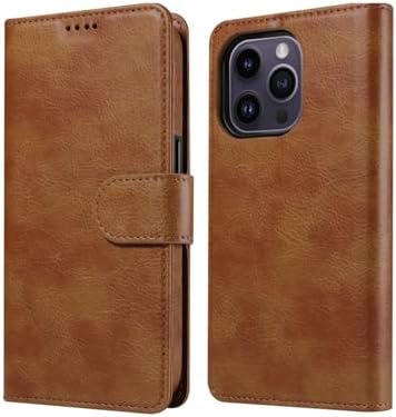 RadEnergy EMF Protection Anti Radiation iPhone Leather Flip Folio Case for i-Phone, Genuine Leather Wallet Case\/Cover with Card Holder &amp; Stand Function (Brown, i-Phone 12 Pro Max)