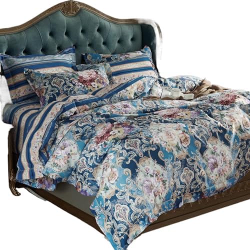 JUxiangW1575 European style thickened jacquard brushed 4Piece Quilt Cover Set, satin wedding 4Piece Quilt Cover Set, all cotton Cotton Comfort Cover Set, bedding 1.8m bed for two people