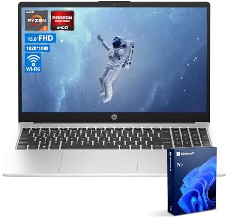 HP 255 G10 Laptop, 15.6&#34; FHD Display, AMD Ryzen 5 7530U, 32GB RAM, 1TB SSD, Windows 11 Pro, Business Laptop for Office, School, and Daily Use, Work and Entertainment, Silver