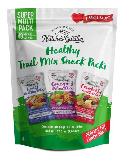 Nature&#39;s Garden Healthy Trail Mix Snack Pack -  Premium Nuts and Seeds  Delicious Healthy Trail Mix Snack - Food Allergy Free, 48 individual bags Net wt 57.6 0z