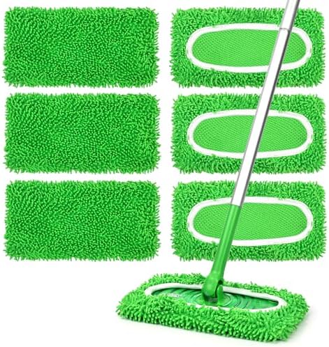 6Pcs Reusable Microfiber Mop Pads Compatible with Sweeper Mop, Replacement Wet Mopping pad Refills &amp; Washable Dry Sweeping Cloths for Surface\/Hardwood Floor Cleaning