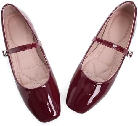 LUXINYU Women&#39;s Slip on Flats,Classy Round Toe Solid Classic Mary Jane Ballet Dance Shoes Soft Comfortable PU Flat Shoes
