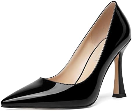 SHOWFOREST Womens Pointed Toe Slip On Sexy Evening Patent Stiletto High Heel Pumps Shoes 4 Inch
