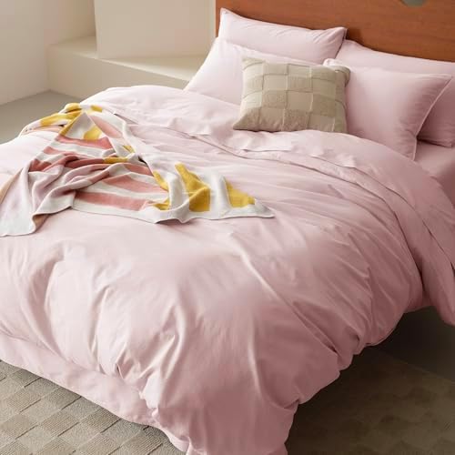 Double Stitch 100% Organic Cotton Duvet Cover - Soft 3 Piece Bedding Set Queen Size, 300 TC Luxury Hotel Sateen Weave, GOTS Certified Long Staple Cotton, Made in India, Sepia Rose