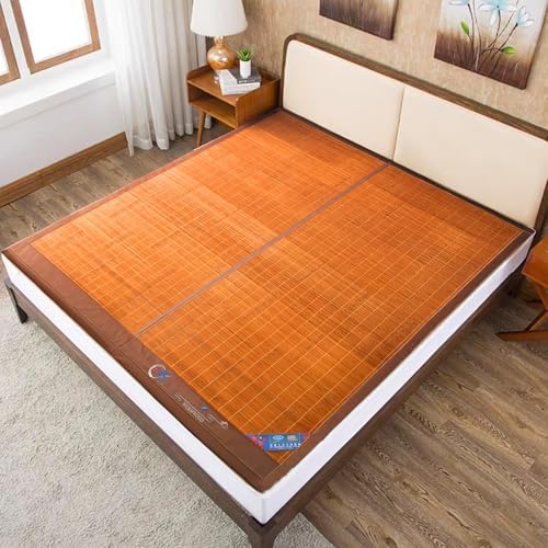 Foldable Double Sided Bamboo Mat for Bed,Summer Bamboo Sleeping Mat,Home Quick Cooling Textile Rattan Mat Suitable for Children,Adults and Seniors