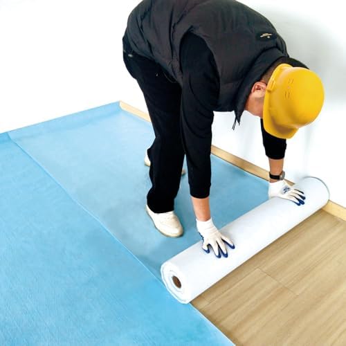 Temporary Floor Protection 39.5\u2019\u2019 x 50\u2019, Floor Protection Film for Construction Projects - Protects Hardwood, Tile, Carpet, Countertops, Bathtubs and More,Coverage of 163 SQFT