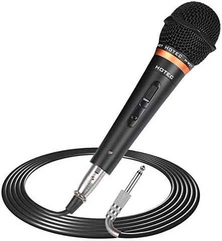 HOTEC Premium Vocal Dynamic Handheld Microphone with 19ft Detachable XLR Cable and ON\/Off Switch (Metal Black) (H-W07)