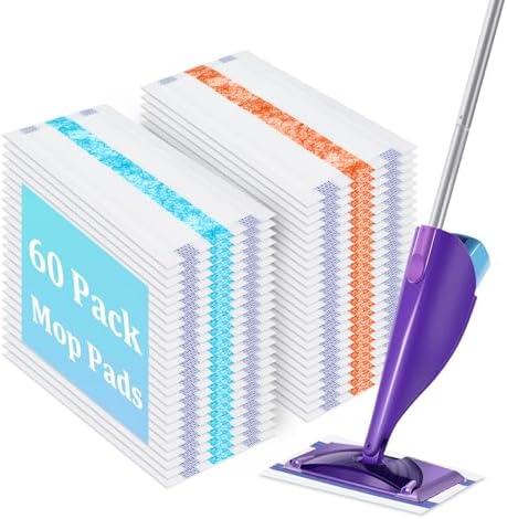 60 Pack Disposable Mop Pad Refills Compatible with Swiffer Wet Jet, Thick Wet Replacement Pads for Swiffer 10-12in Spray Mops,Deep Cleaning and Absorbent