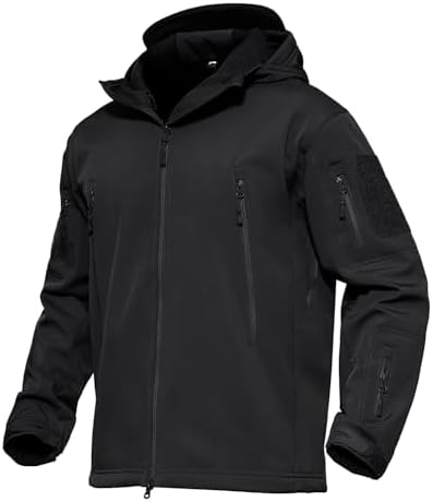 MAGCOMSEN Men&#39;s Tactical Jacket 7 Pockets Performance Fleece Lined Water Resistant Soft Shell Winter Coats