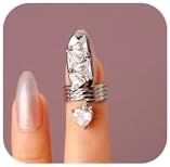 Xerling Dainty Gold Statement Fingertip Rings Cubic Zircon Rhinestones Rings for Finger Nail Tip Crystal Rings for Women Bling Finger Rings (Type A-Silver)