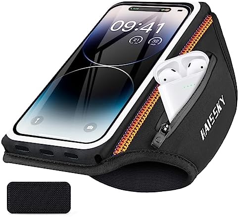 Phone Armband for Running 3D Design Cell Phone Armband with Zipper Pocket for Earbuds Car Keys, Water Resistant Sport Arm Band for iPhone 14 13 12 11 Pro Galaxy S20 S30 Fit Up to 6.9&#39;&#39; with Ph