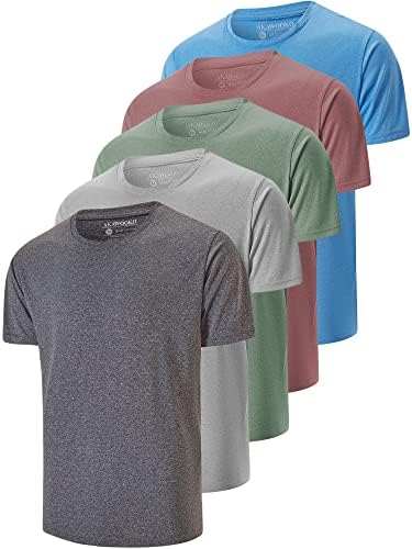 5 Pack Men&#39;s Dry Fit T Shirts Athletic Running Gym Workout Short Sleeve Tee Shirts for Men