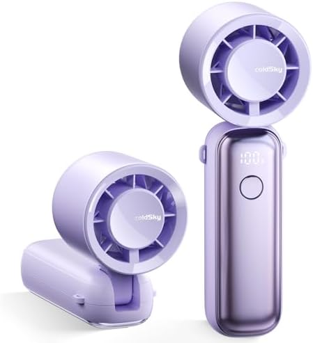 Portable Handheld Turbo Fan, 5000mAh Rechargeable Fan With 6 Speeds, Foldable Neck\/Desk Fan With Digital Display, Pocket Small Fans With Air Turbo Tech For Women Outdoor, Travel, Office