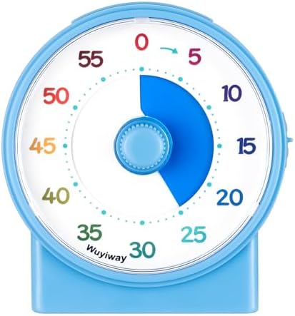 4&#34; Wuyiway Visual Timer for Kids, 60-Minute Countdown Timer for Classroom Office Kitchen, Time Management Tools with Silent Operation, Pomodoro Timer Colorful Pattern
