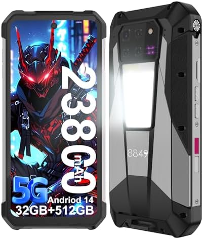 8849 Tank 3 Pro Rugged Smartphone Unlocked, Android 14 Waterproof Rugged Cell Phone with Projector, 6.79&#34; 23800mAh 5G Mobile Phones 32GB RAM 512GB ROM, Dual SIM\/Camping Light\/2TB Expand\/OTG\/GP
