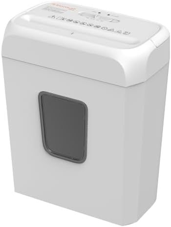 Bonsaii low-noise operation shredder, 6 cross cut credit card shredders, home office document handle, mail staples, 3.4 gallon garbage basket, easy to carry handle, white (C237-) B)