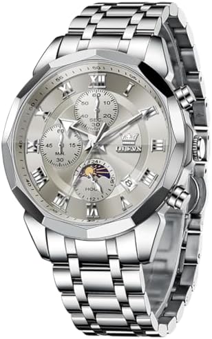 OLEVS Men Watch Business Dress Diamond Luxury Watch Luminous Easy to Read Date Waterproof Stainless Steel Quartz Analog Simple Dress Watch